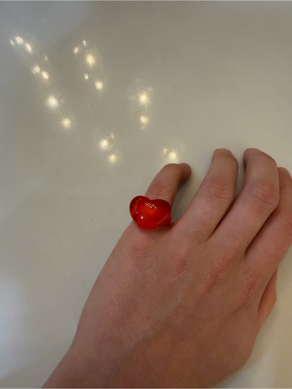 Red Heart Resin Statement Ring - Women Jewelry